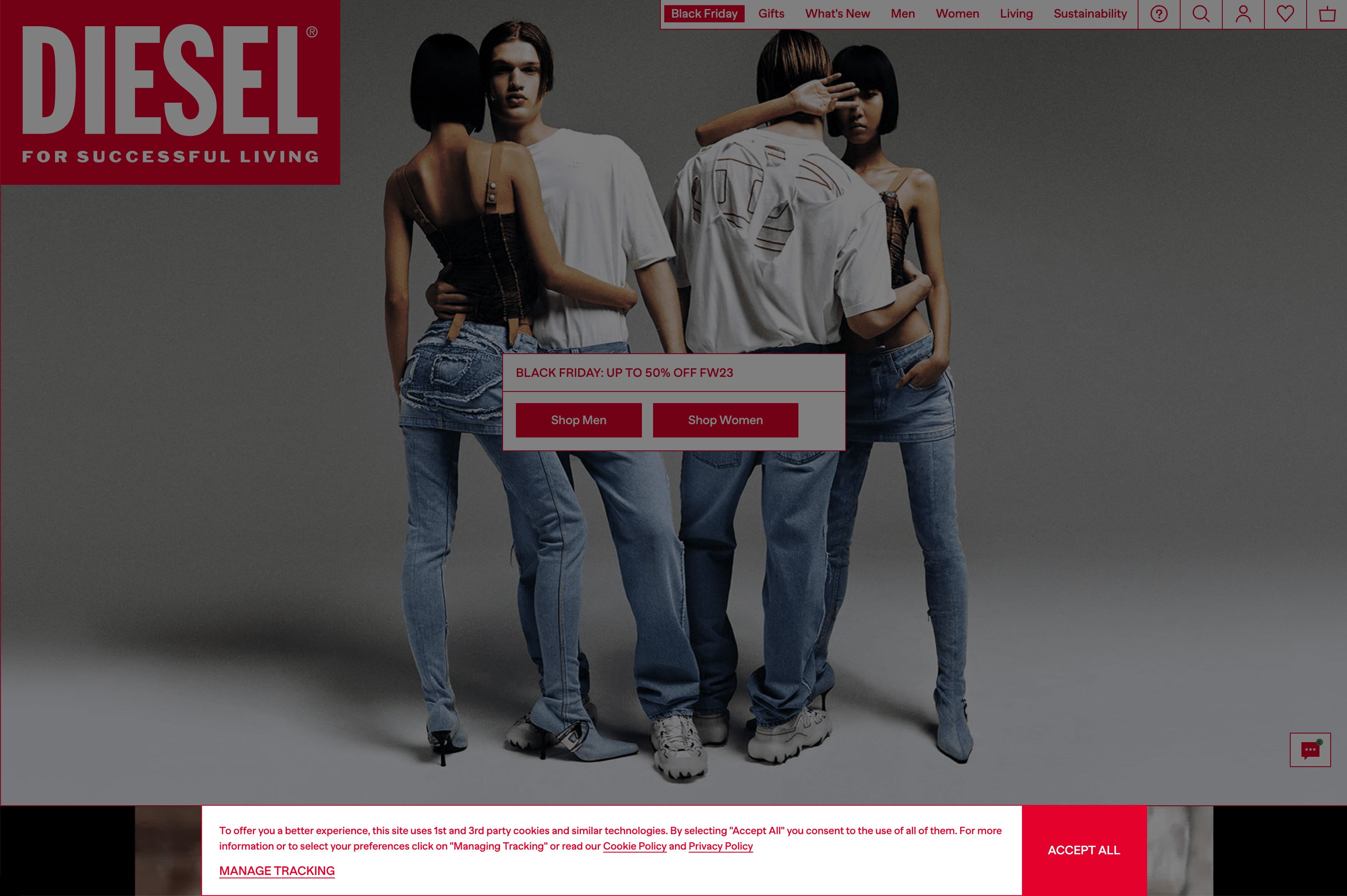 A consent banner along the bottom edge of a website design