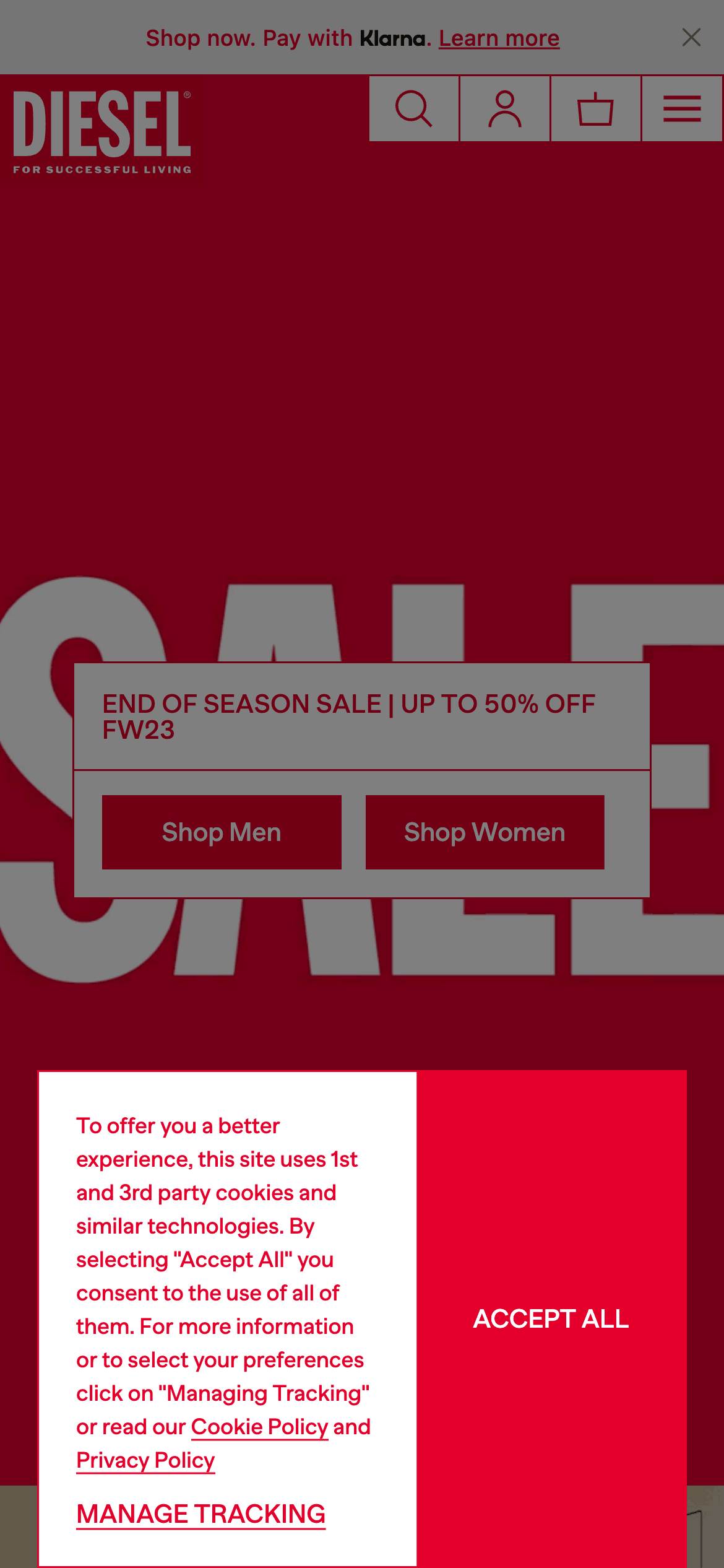 Responsive mobile design and cookie banner example