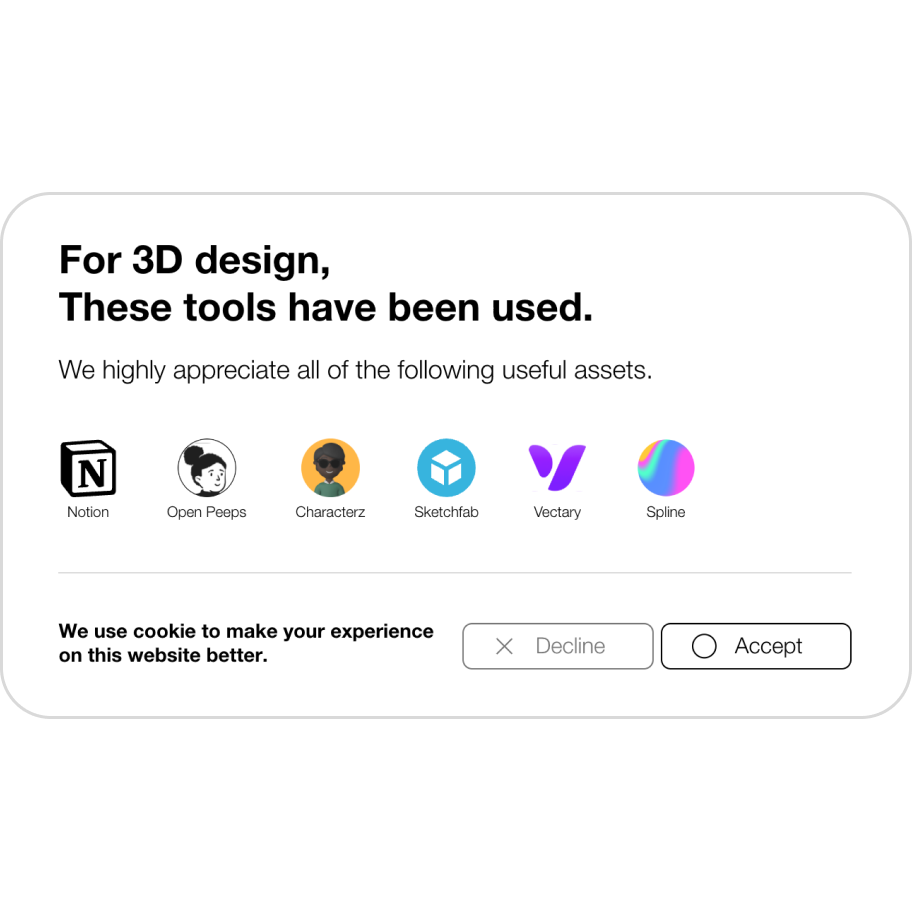 A cookie consent banner with decline and accept buttons for cookie usage.
