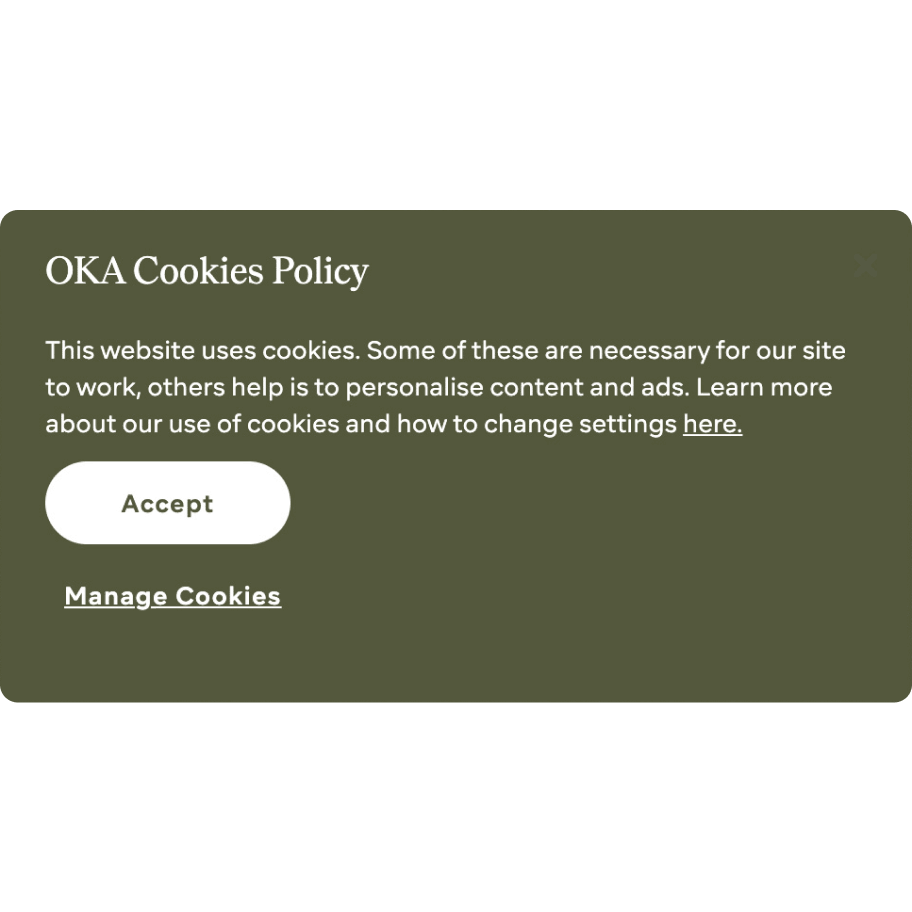 A muddy green cookie policy notice with 'Accept' and 'Manage Cookies' options.