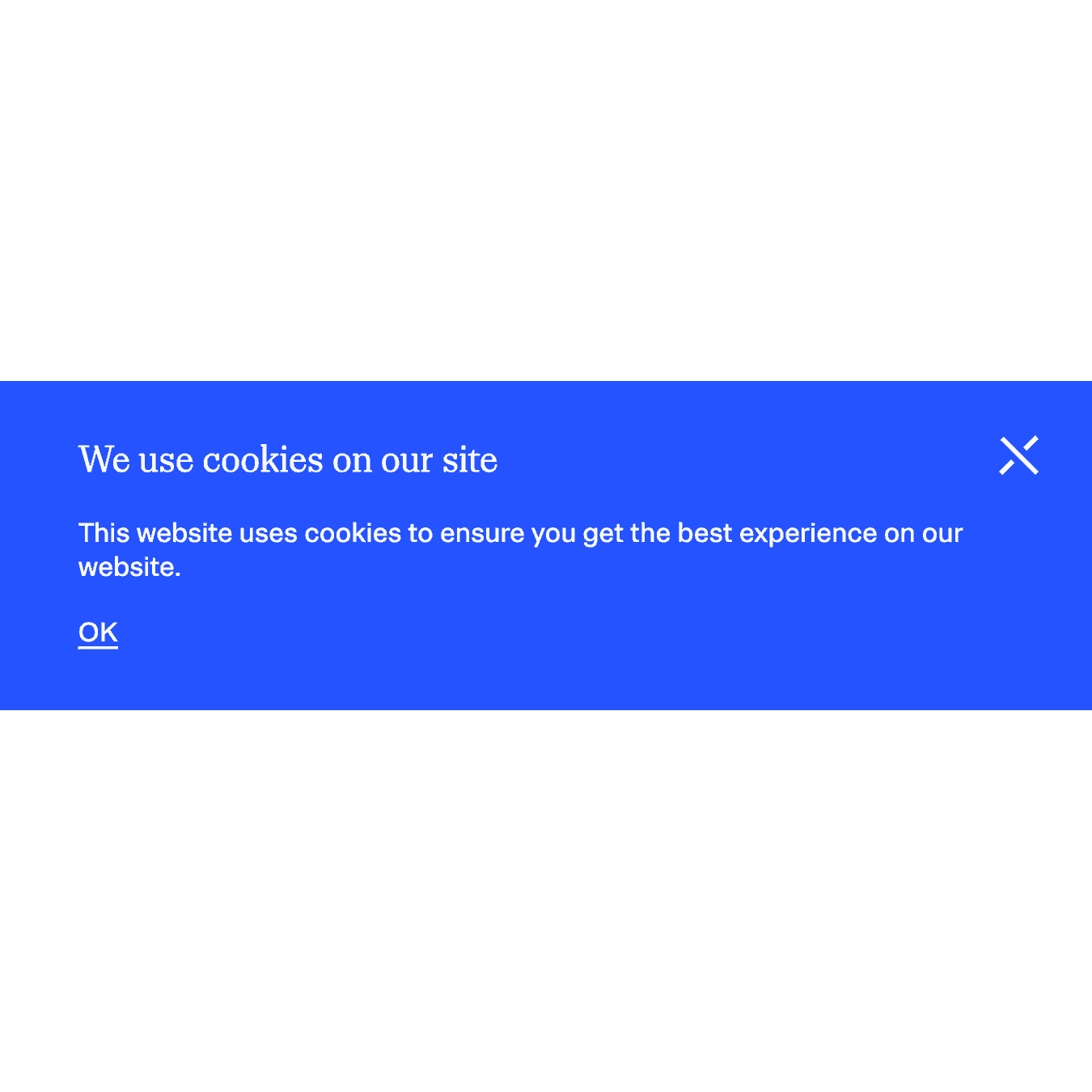 A bright blue cookie consent banner example