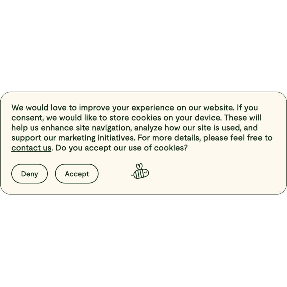A cookie consent banner example with "deny" and "accept" buttons